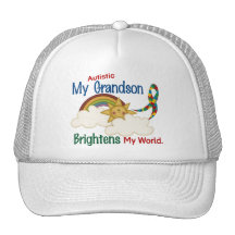 Autism BRIGHTENS MY WORLD 1 Grandson Mesh Hats