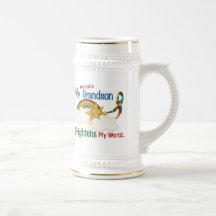 Autism BRIGHTENS MY WORLD 1 Grandson Mugs