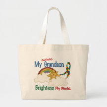 Autism BRIGHTENS MY WORLD 1 Grandson Tote Bag