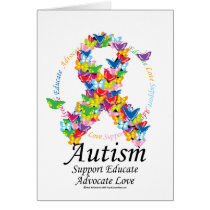 Autism Butterfly Ribbon Greeting Cards