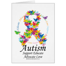 Autism Butterfly Ribbon Greeting Cards