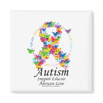 Autism Butterfly Ribbon Refrigerator Magnet