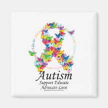 Autism Butterfly Ribbon Refrigerator Magnet