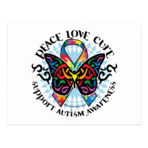 Autism Butterfly Tribal 2 Post Cards