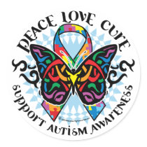 Autism Butterfly Tribal 2 stickers