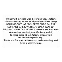 Autism cards business card template
