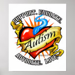 Autism Classic Heart Tattoo posters