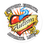Autism Classic Heart Tattoo Stickers