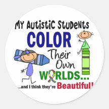 Autism COLOR THEIR OWN WORLDS Students Round Stickers