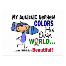 Autism COLORS HIS OWN WORLD Nephew Post Card