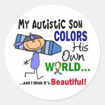 Autism COLORS HIS OWN WORLD Son Stickers