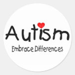 Autism Embrace Differences Round Sticker