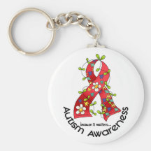 AUTISM Flower Ribbon 1 Keychains