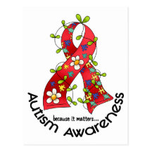 AUTISM Flower Ribbon 1 Postcards