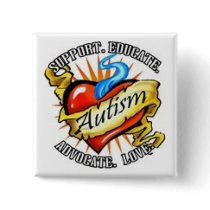 autism heart tatoo buttons