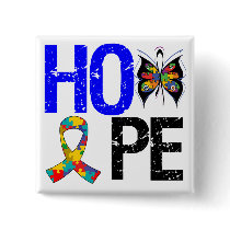 Autism Hope Butterfly Ribbon Pins