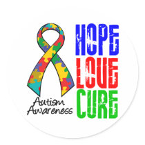 Autism Hope Love Cure Ribbon Stickers