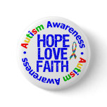 Autism Hope Love Faith Pinback Button