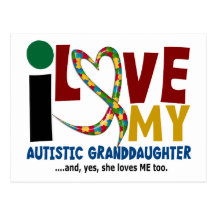 AUTISM I Love My Autistic Granddaughter 2 Postcards