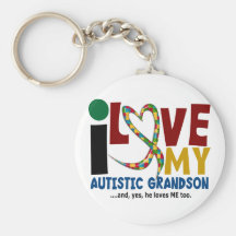 AUTISM I Love My Autistic Grandson 2 Key Chain