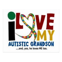 AUTISM I Love My Autistic Grandson 2 Postcard