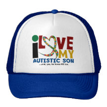 AUTISM I Love My Autistic Son 2 Mesh Hats