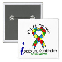 Autism I Support My Grandchildren Pin