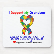 Autism: I Support My Grandson With All My Heart Mouse Pads