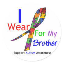 Autism I Wear Puzzle Ribbon For My Brother Sticker
