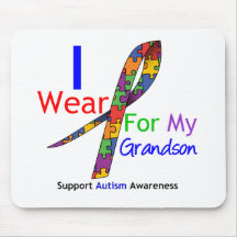 Autism I Wear Puzzle Ribbon For My Grandson Mouse Pads