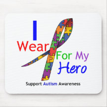 Autism I Wear Puzzle Ribbon For My Hero Mouse Pad