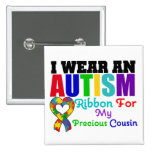 Autism I Wear Ribbon For My Precious Cousin Pins