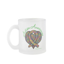 Autism Mosaic Heart Ribbon Coffee Mugs