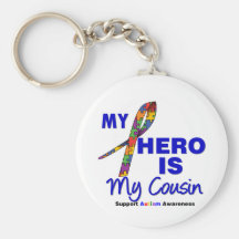 Autism My Hero is My Cousin Keychain