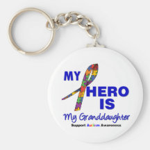 Autism My Hero is My Granddaughter Keychain