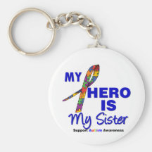Autism My Hero is My Sister Keychains