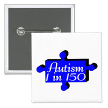 Autism Puzzle Piece Blue Pinback Buttons