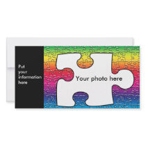 autism puzzle piece photo card, template