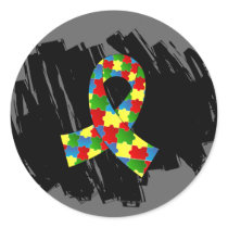 Autism Puzzle Ribbon 1.1 With Scribble Round Sticker