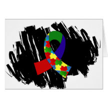 Autism Puzzle Ribbon 1.2 With Scribble Greeting Cards