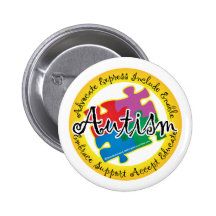Autism Puzzle Ring Pinback Buttons