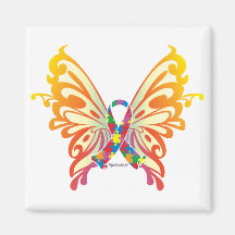 Autism Ribbon Butterfly Fridge Magnet