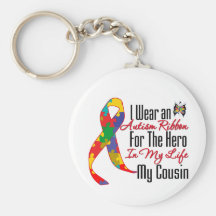 Autism Ribbon Hero in My Life My Cousin Keychains