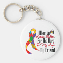 Autism Ribbon Hero in My Life My Friend Keychain