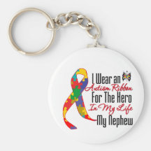 Autism Ribbon Hero in My Life My Nephew Key Chain