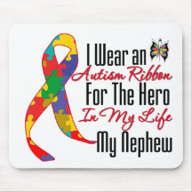 Autism Ribbon Hero in My Life My Nephew Mouse Mat