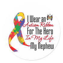 Autism Ribbon Hero in My Life My Nephew Sticker