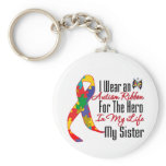 Autism Ribbon Hero in My Life My Sister Keychains