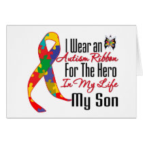 Autism Ribbon Hero in My Life My Son Greeting Card