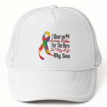 Autism Ribbon Hero in My Life My Son Hats